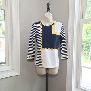 J McLaughlin Catalina Cloth Nautical Stripe & Rope Chain Top Women’s Sma…